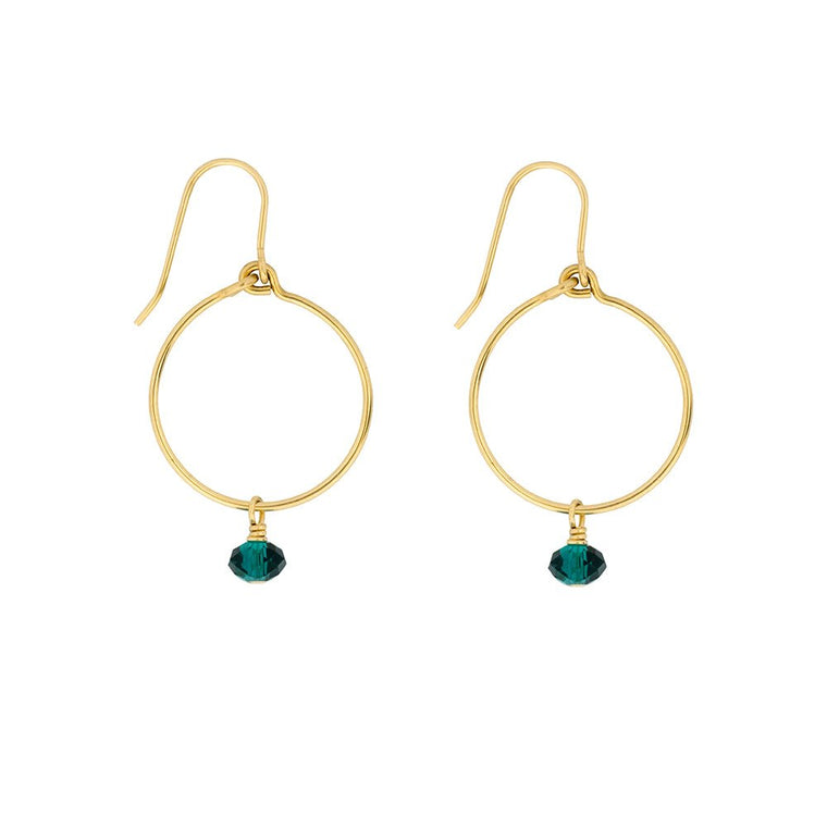 Dainty Hoops with Emerald Drop - Lulu + Belle Jewellery