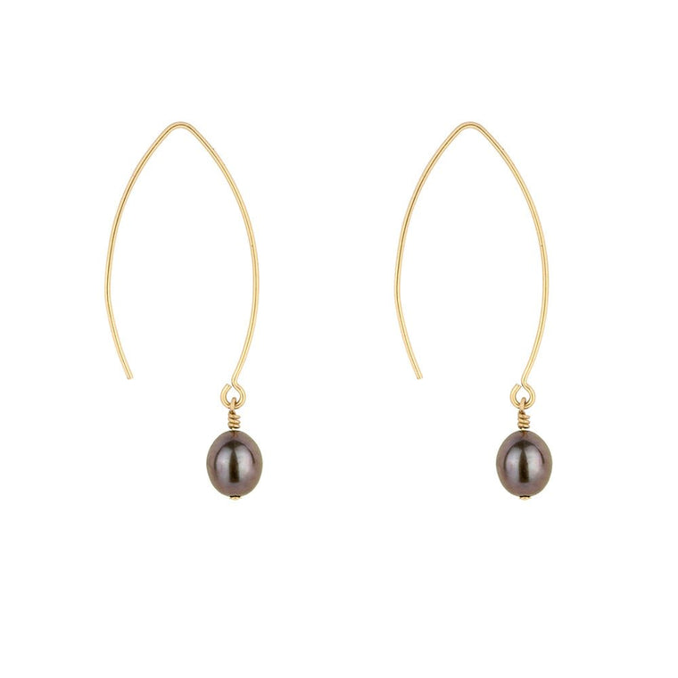 Long Navy Pearl Earrings on Gold - Lulu + Belle Jewellery