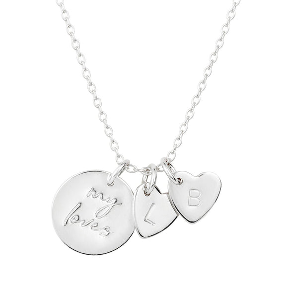 My Loves Family Necklace + Initial Hearts Silver - Lulu + Belle ® Jewellery