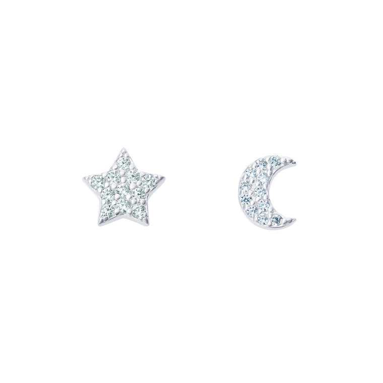 Silver Moon and Star Stud Earrings - Lulu + Belle Jewellery