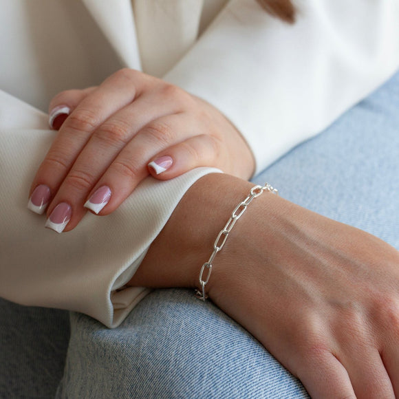 Sterling Silver Paperclip Chain Bracelet - Lulu + Belle Jewellery